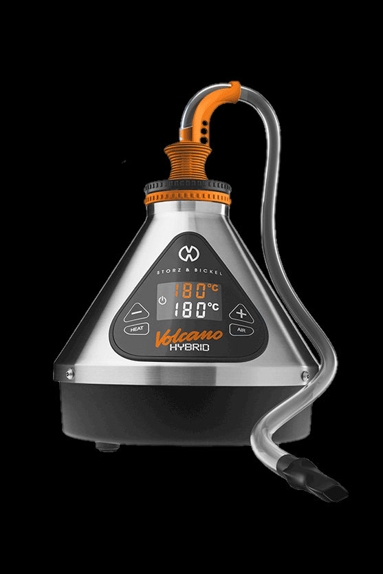 Storz & Bickel Volcano Hybrid vaporizer displaying 180°C on its digital screen.