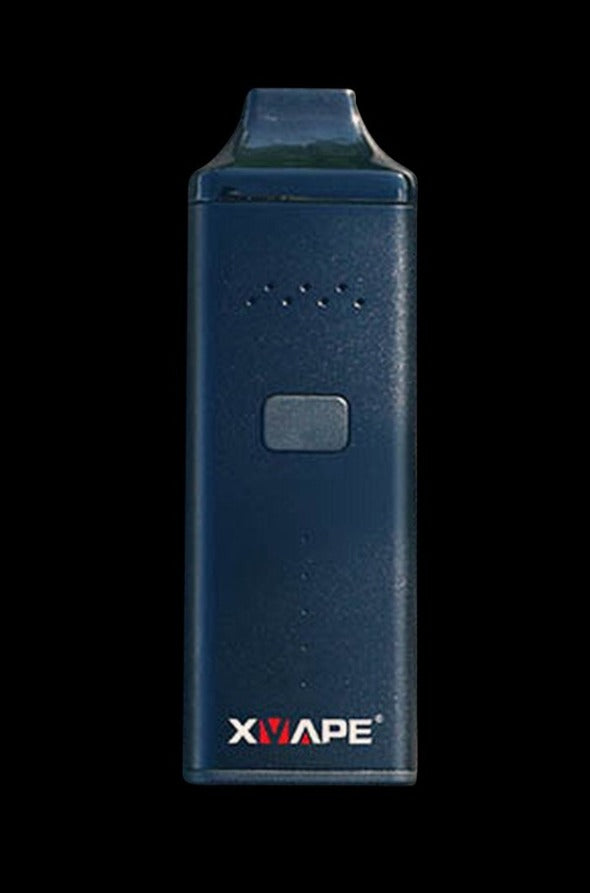 Front view of the XVAPE Avant Dry Herb Vaporizer, a sleek black handheld device against a dark background.