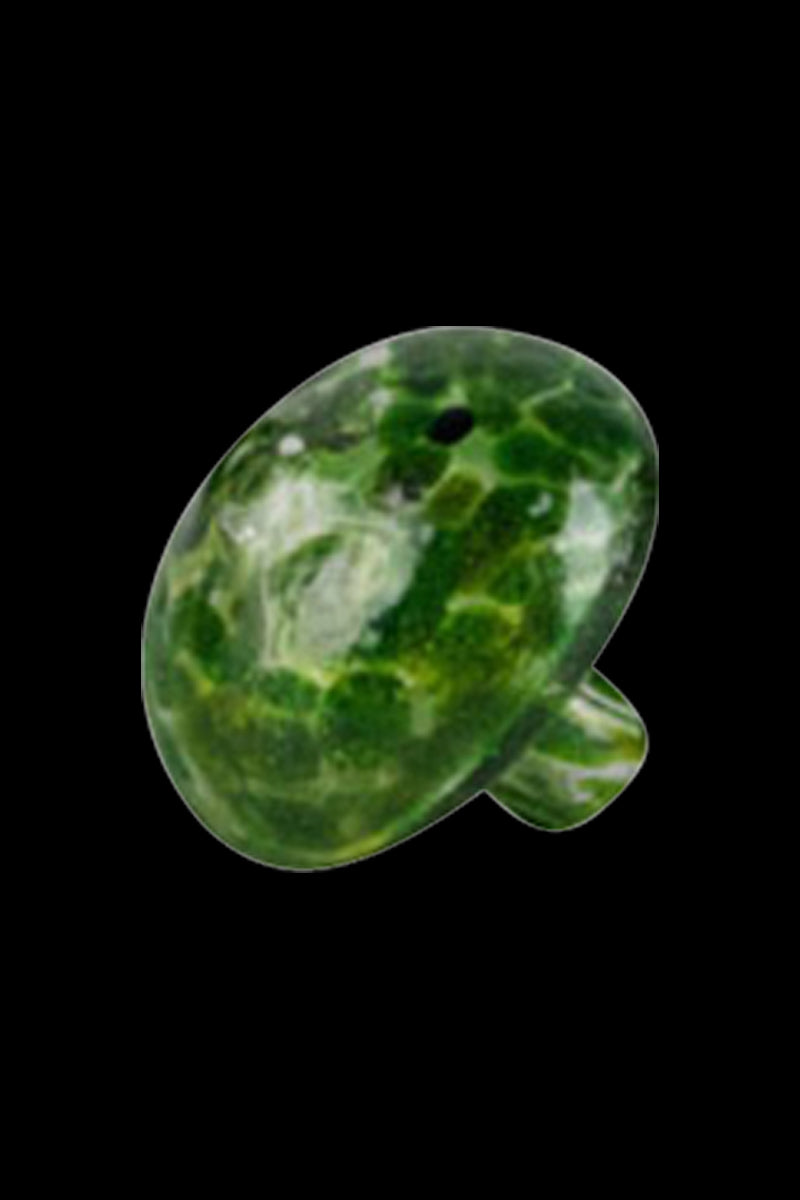 The Worked Mushroom Carb Cap is shown in a close-up, angled view with a smooth, rounded design.