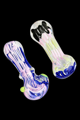 Worked Slime Strands Hand Pipe - 3.5" | Colors Vary