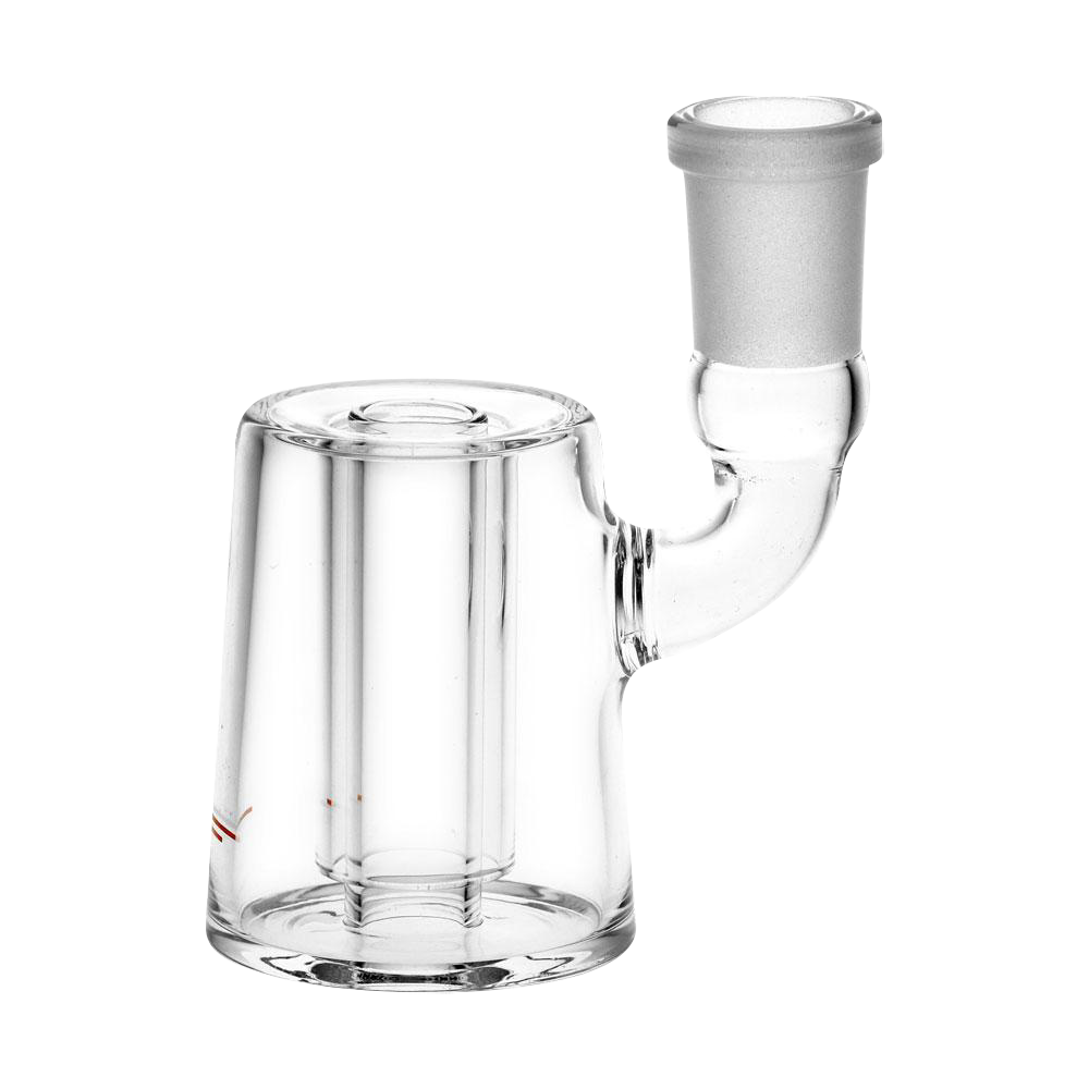 A front view of the XVAPE Vista Mini 2 Glass Bubbler, showcasing its clear glass construction and compact, rounded shape.