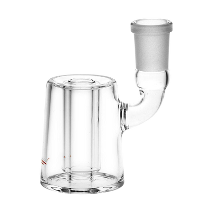 A front view of the XVAPE Vista Mini 2 Glass Bubbler, showcasing its clear glass construction and compact, rounded shape.