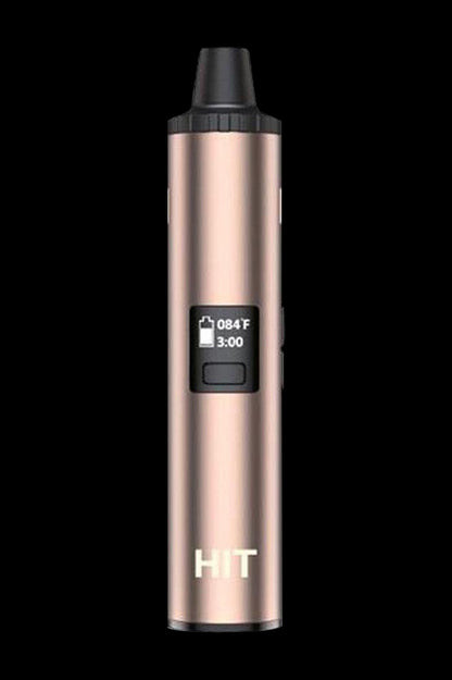 Rose gold vaporizer pen with digital display.