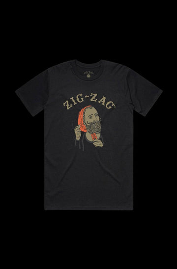 Large - Zig Zag Gold Boris Cotton Blend T-Shirt - Black