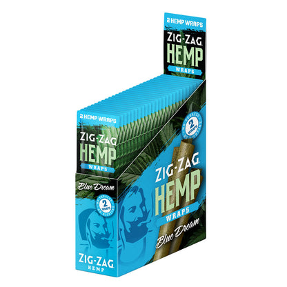 Front view of the Zig Zag Hemp Wraps - 25 Pack packaging, featuring a blue and white design with bold branding.