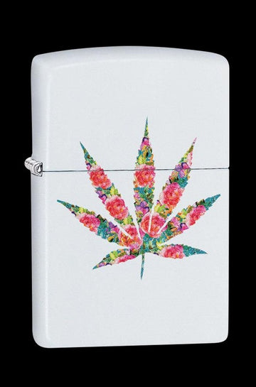 Zippo Lighter - Floral Hemp Leaf