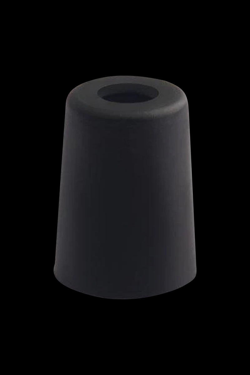 A close-up, angled view of the Airistech Dabble Glass Connector/Adapter, showcasing its smooth, dark glass construction.