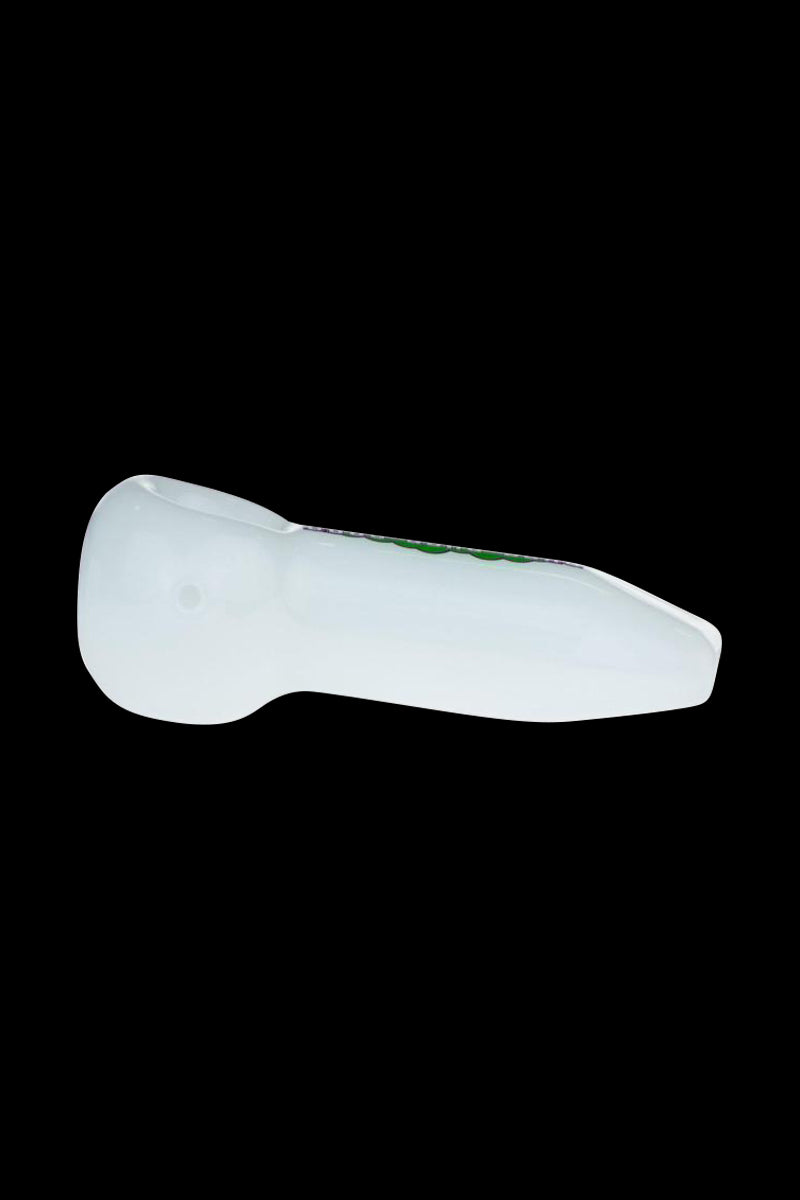 Side view of the 4-inch Puff Puff Pass hand pipe, showcasing its compact size and simple design against a plain background.