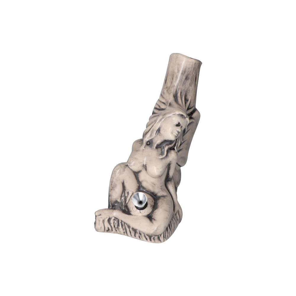 [WHITE][TRANSPARENT]Sleeping Maiden with Water Jug Ceramic Pipe - Side View 