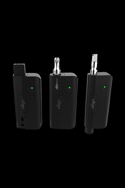 A sleek, angled studio shot of the Dip Devices Evri Starter Pack Vaporizer Kit, showcasing its modern design on a black background.