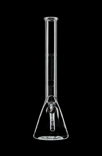 Front view of the Rubber Grommet Beaker Base Bong, a clear glass beaker with a rubber grommet base.