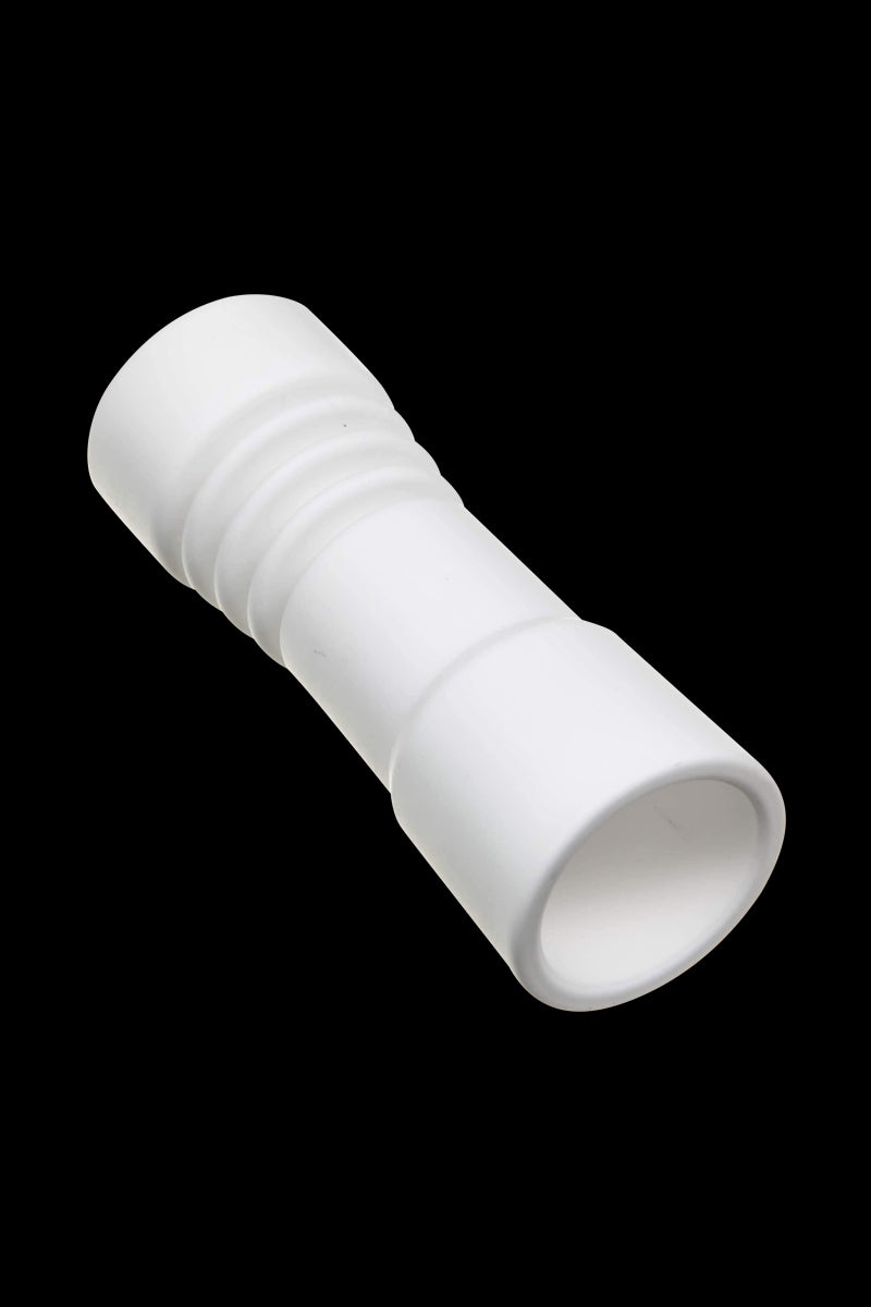 A front view of the DankStop Female Ceramic Domeless Nail, a white ceramic piece with an open top.