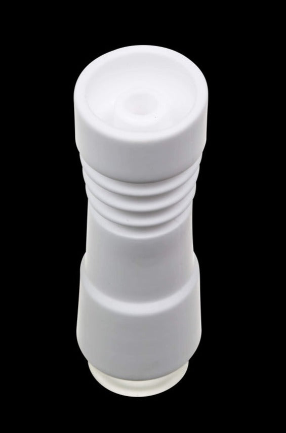 Front view of the DankStop Female Ceramic Domeless Nail, showcasing its simple, ceramic construction and domeless design.