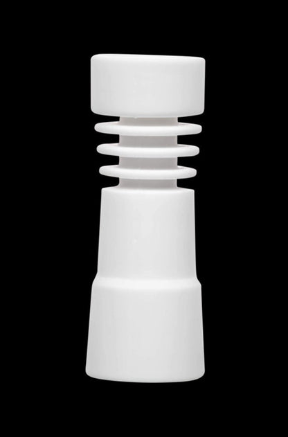 Front view of the DankStop Female Ceramic Domeless Nail, a white ceramic piece with a domeless design.