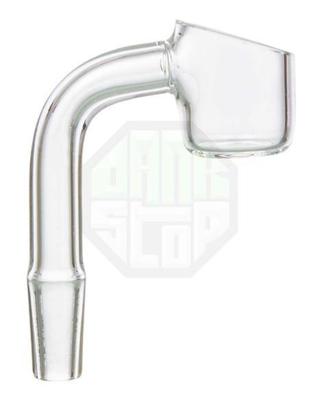 Clear quartz banger for vaporizing cannabis concentrates.