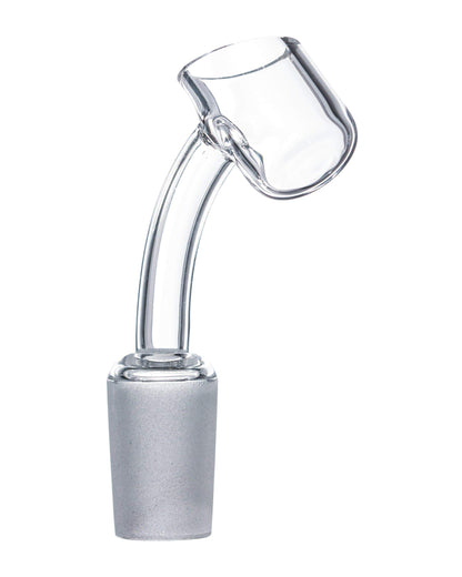 Clear quartz dab rig banger with angled neck.