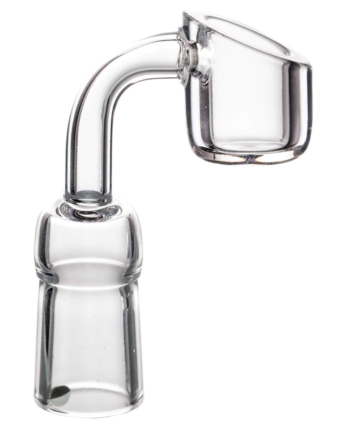Clear quartz dab rig nail with angled tip.