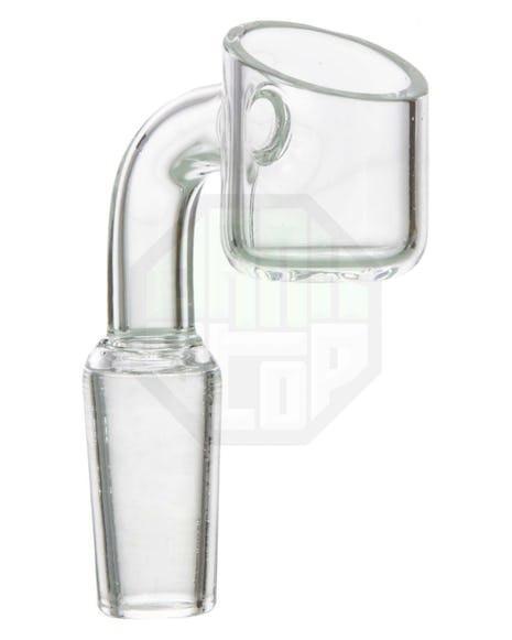 Clear quartz dab nail with angled tip.