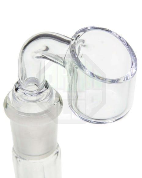 Clear quartz dab nail with angled tip for vaporizing cannabis concentrates.