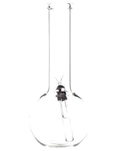 Front view of the Clear Glass Basic Water Pipe, displaying its simple, clear glass construction and cylindrical shape.