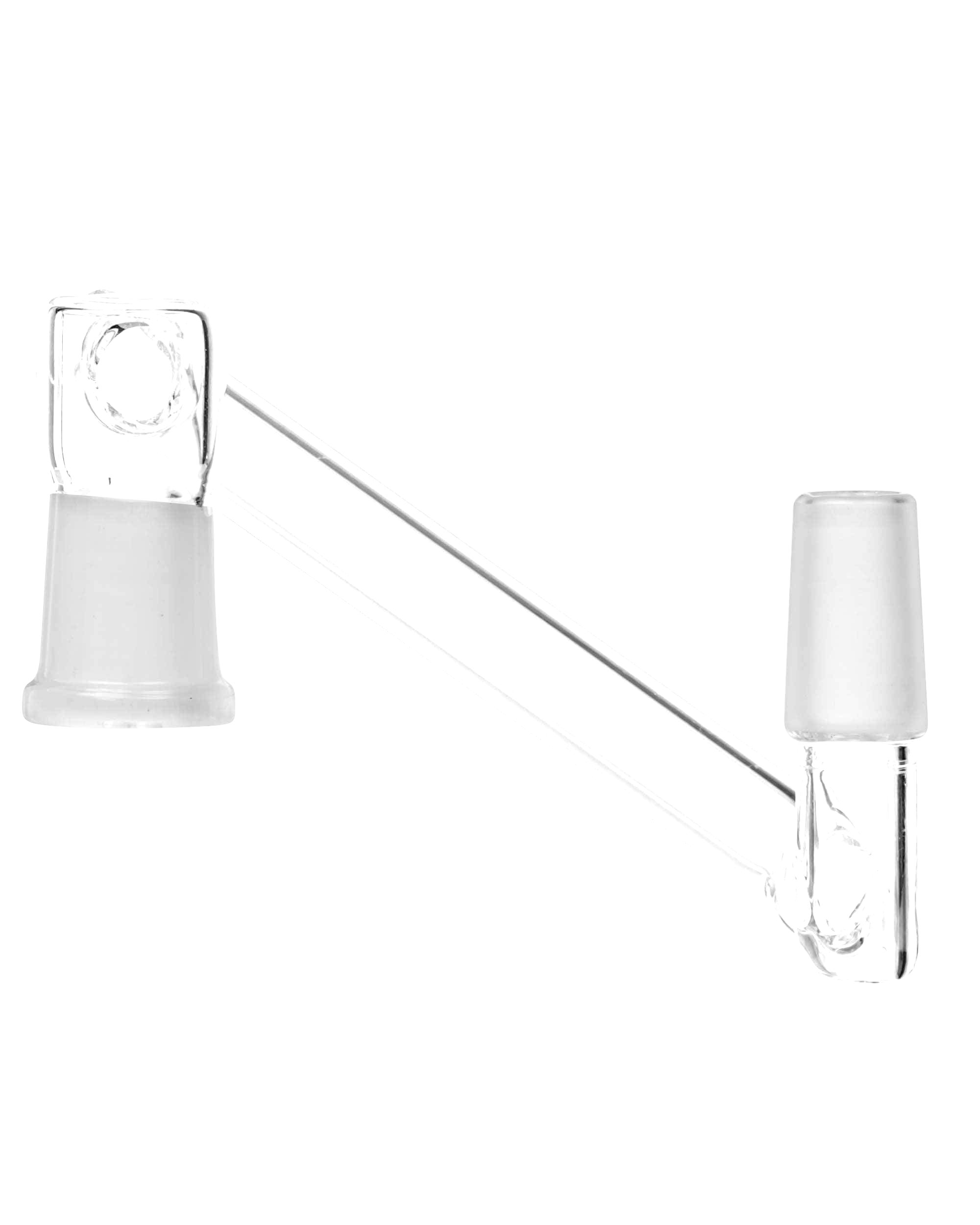A close-up of the Dropdown Adapter, showing the clear glass joint angled against a plain white background.