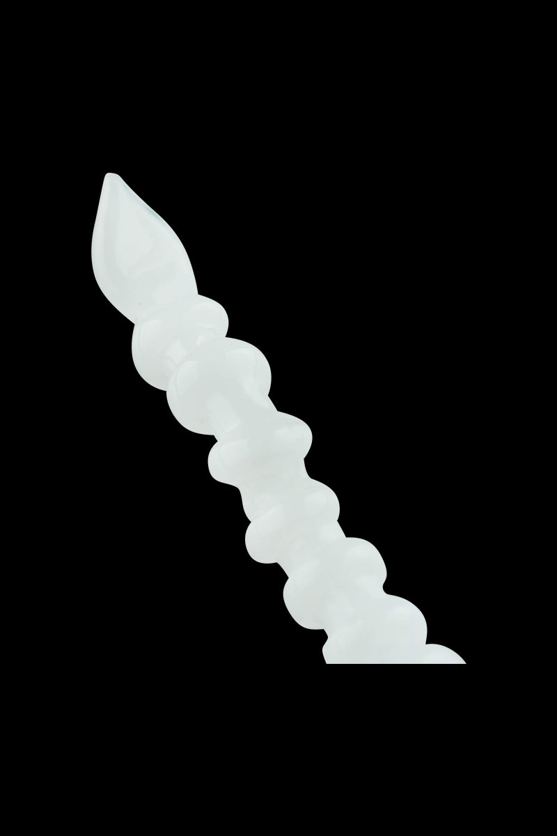 A close-up, angled view of the Fatality Dabber, showcasing its polished metallic surface and compact design.