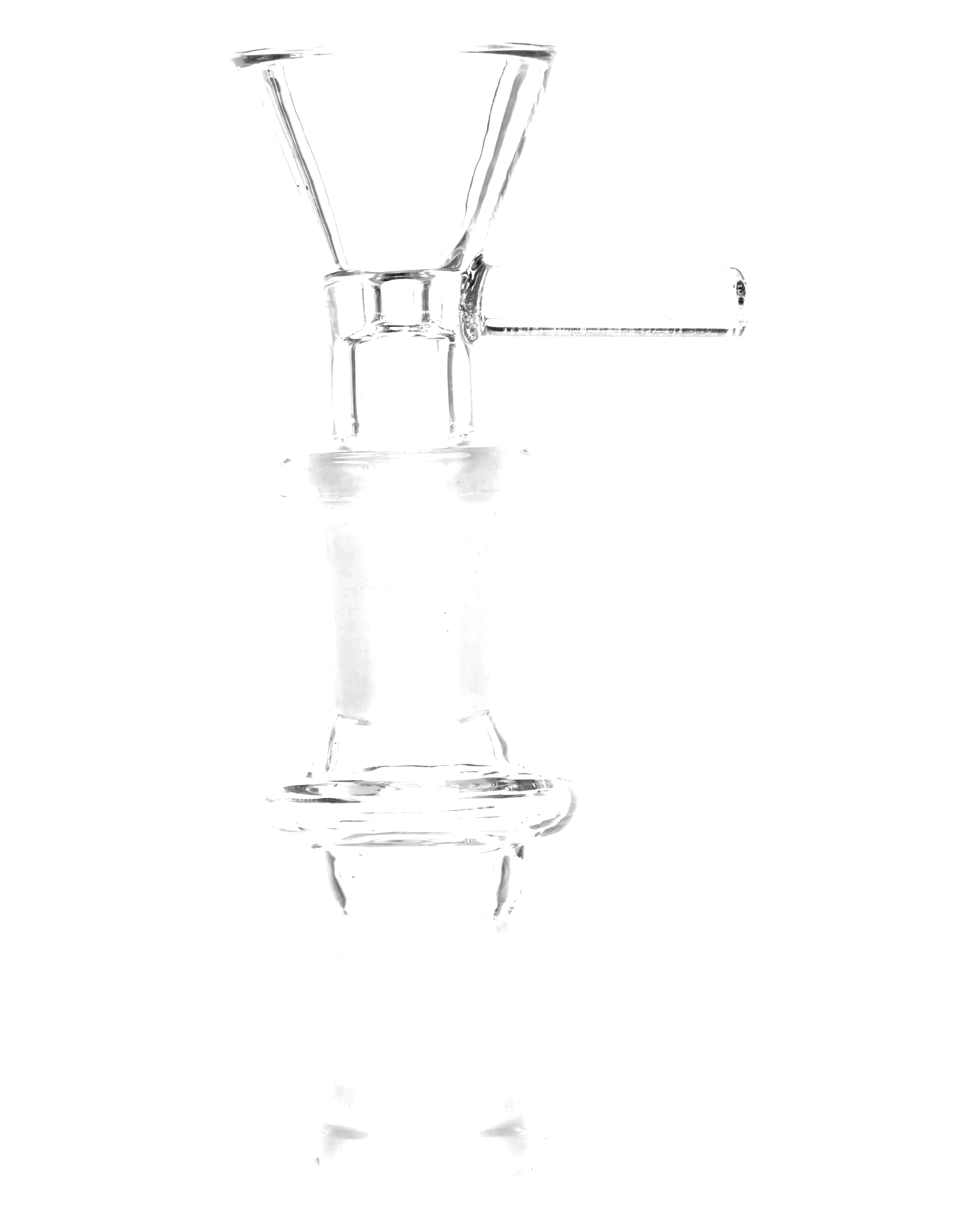 The Female Adapter and Bowl Converter Kit is displayed in a close-up, angled shot of the clear glass components.
