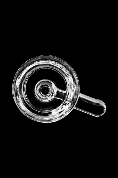 Top-down view of the Glass Bowl, a clear glass piece with a rounded shape and visible interior joint.