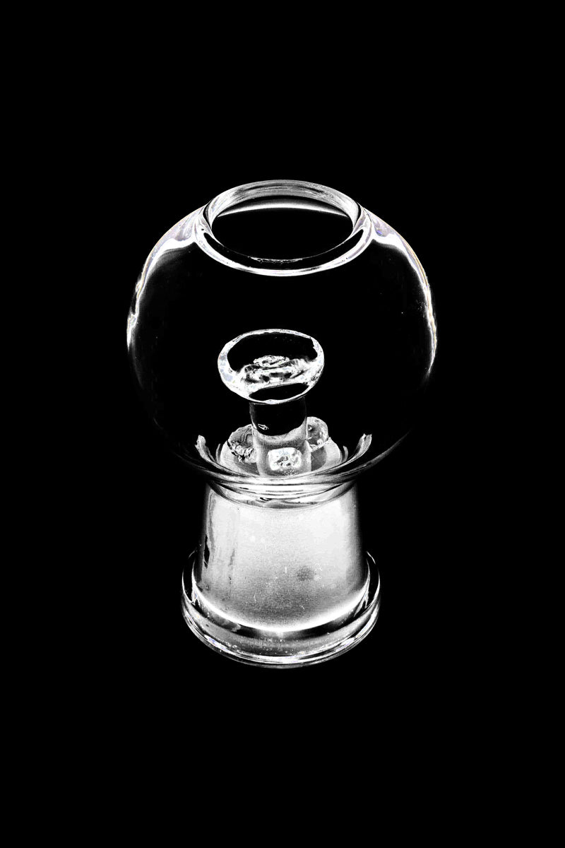 A front view of the Glass Dome and Nail, showcasing a clear glass dome positioned above a small, cylindrical nail.