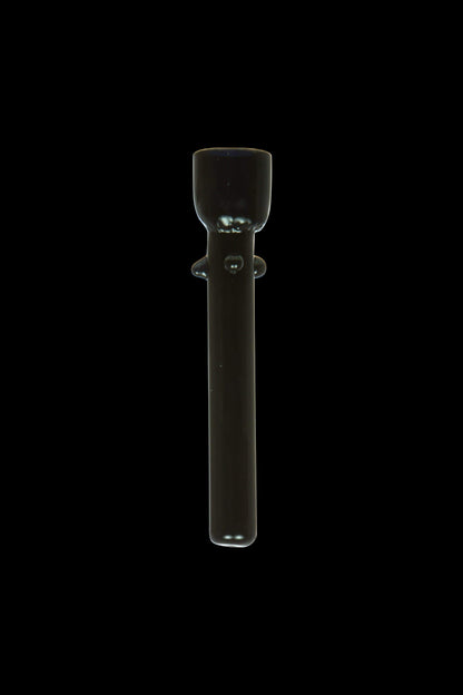 A close-up, angled view of the Glass Nail, showcasing its clear glass construction and simple, cylindrical shape.