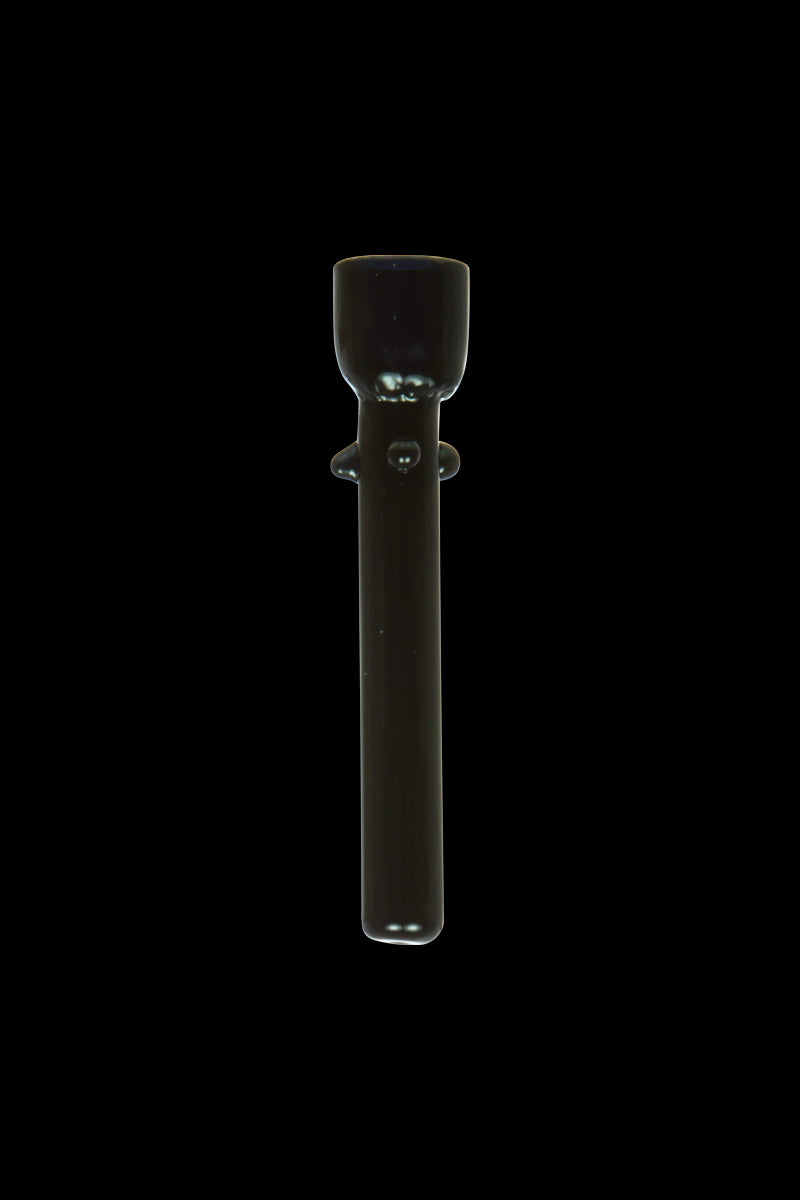 A close-up, angled view of the Glass Nail, showcasing its clear glass construction and simple, cylindrical shape.