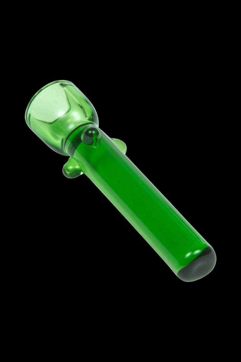 The Glass Nail is shown in a studio shot, highlighting its simple, curved glass design against a dark background.