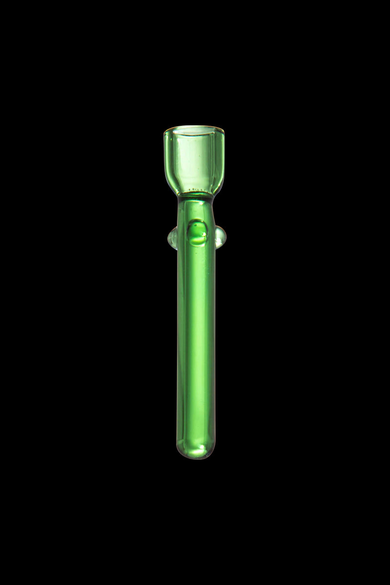Front view of the Glass Nail, a clear glass tool with a simple, cylindrical shape against a black background.