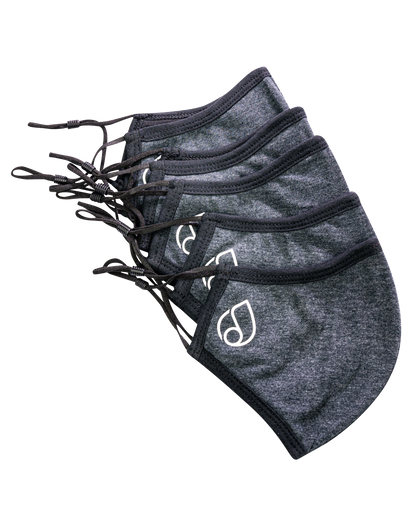A close-up, angled view of the Reversible Cloth Mask, showing its folded, dark-colored fabric texture against a neutral gray background.