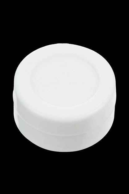 White silicone cap for cannabis concentrate container.