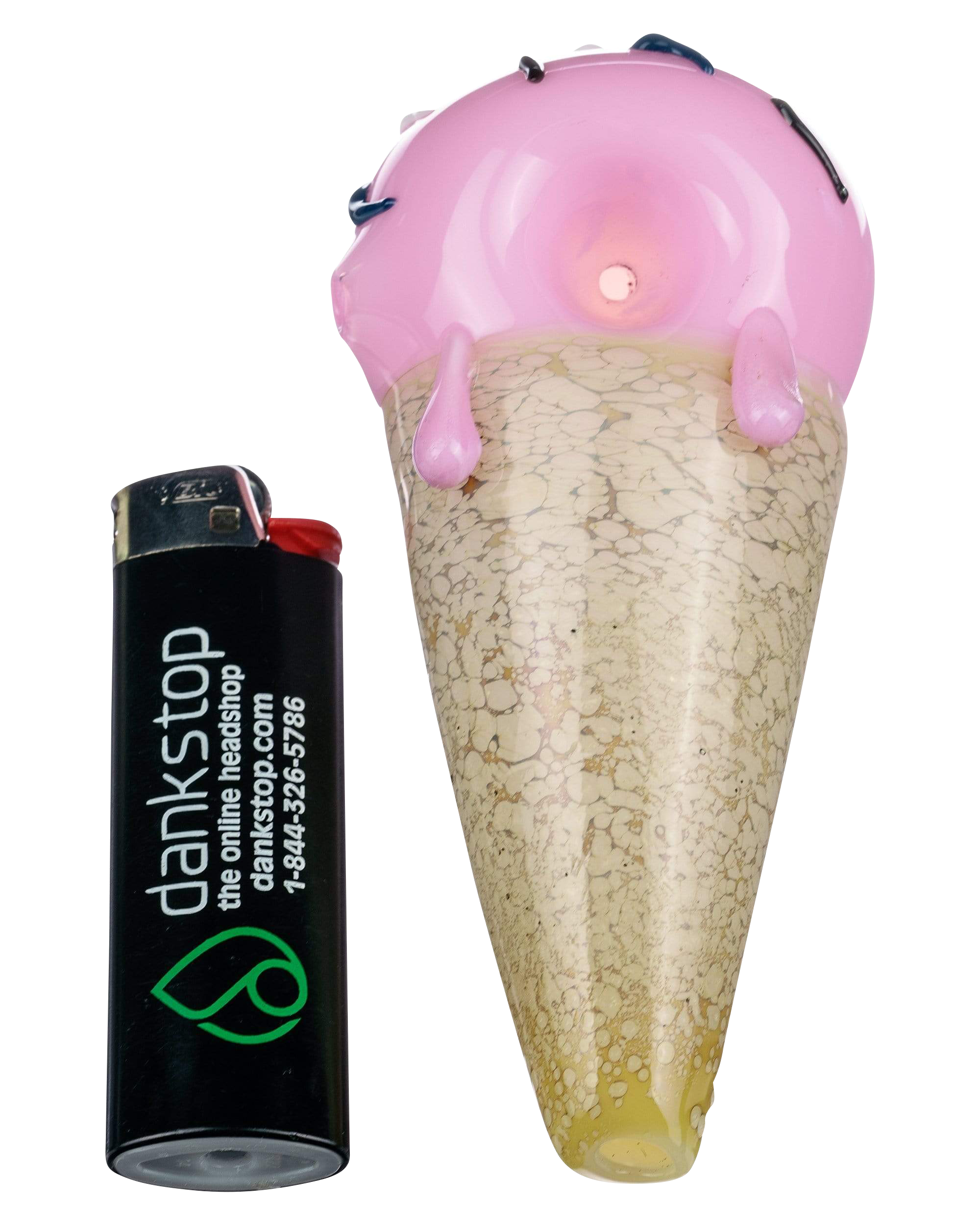 The Single Scoop Ice Cream Spoon Pipe is shown in a close-up, angled view highlighting its colorful, sculpted design.