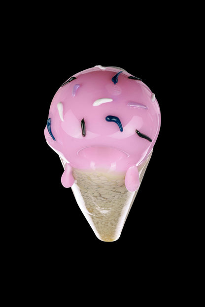 A close-up shows the Single Scoop Ice Cream Spoon Pipe resembling a melting scoop of ice cream.