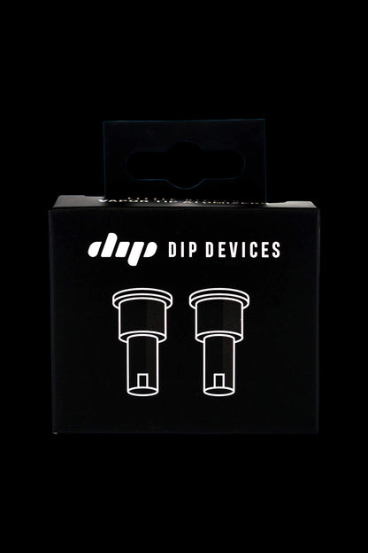 A side-by-side view of the Dip Devices Little Dipper Replacement Tip - 2 Pack, showing the small, clear tips against a black background.