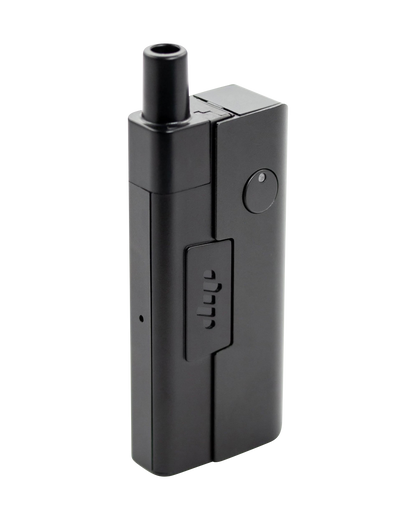 Front view of the Quartz Crystal Attachment, a sleek black glass piece with a cylindrical shape and smooth finish.