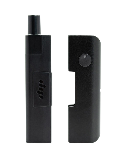 Front view of the Quartz Crystal Attachment, a dark, cylindrical piece positioned against a plain black background.