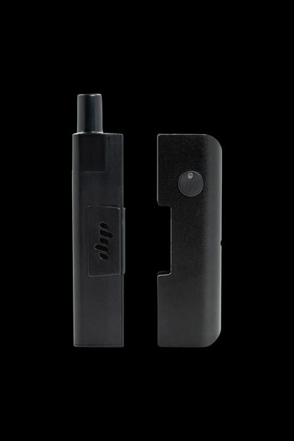 Front view of the Quartz Crystal Attachment, a dark-colored glass piece, angled slightly on a black background.