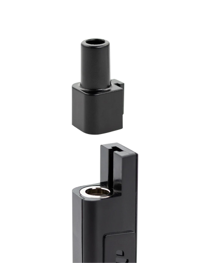 A close-up shot of the Quartz Crystal Attachment, revealing its dark, cylindrical shape and smooth surface.