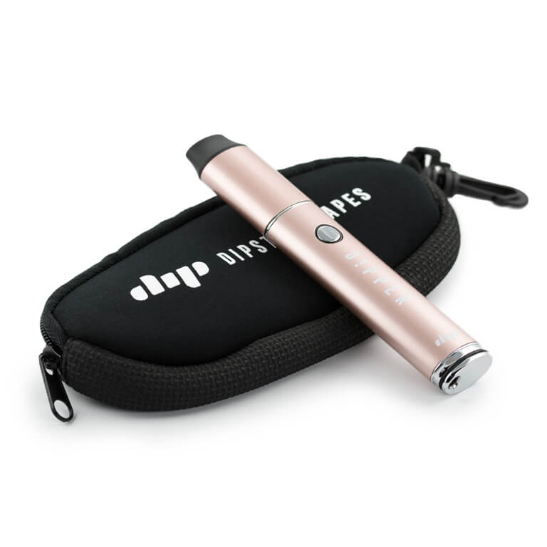 A close-up shot of the Dip Devices Soft Carry Case, a black zippered pouch with a small pull tab.