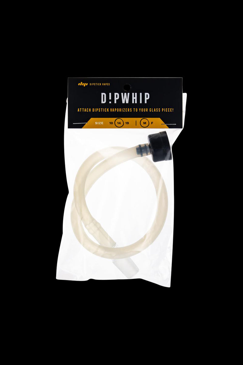 Front view of the Dip Devices Dipper Dipwhip female adapter, a small white plastic piece against a dark background.