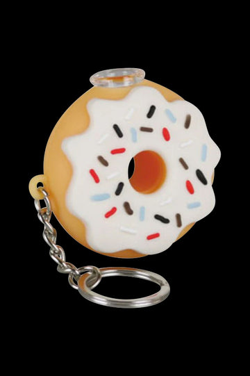 White Icing - Silicone Donut One Hitter Keychain Pipe