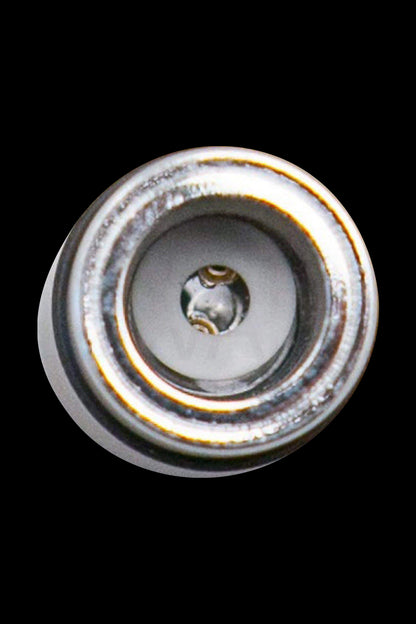 Close-up, top-down view of the Aurora Halo Ceramic Quartz Atomizer, showcasing its circular quartz surface.