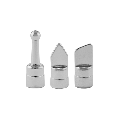 A close-up, angled view of the Dr. Dabber Budder Cutter tools, showing three silver metal cutters against a white background.