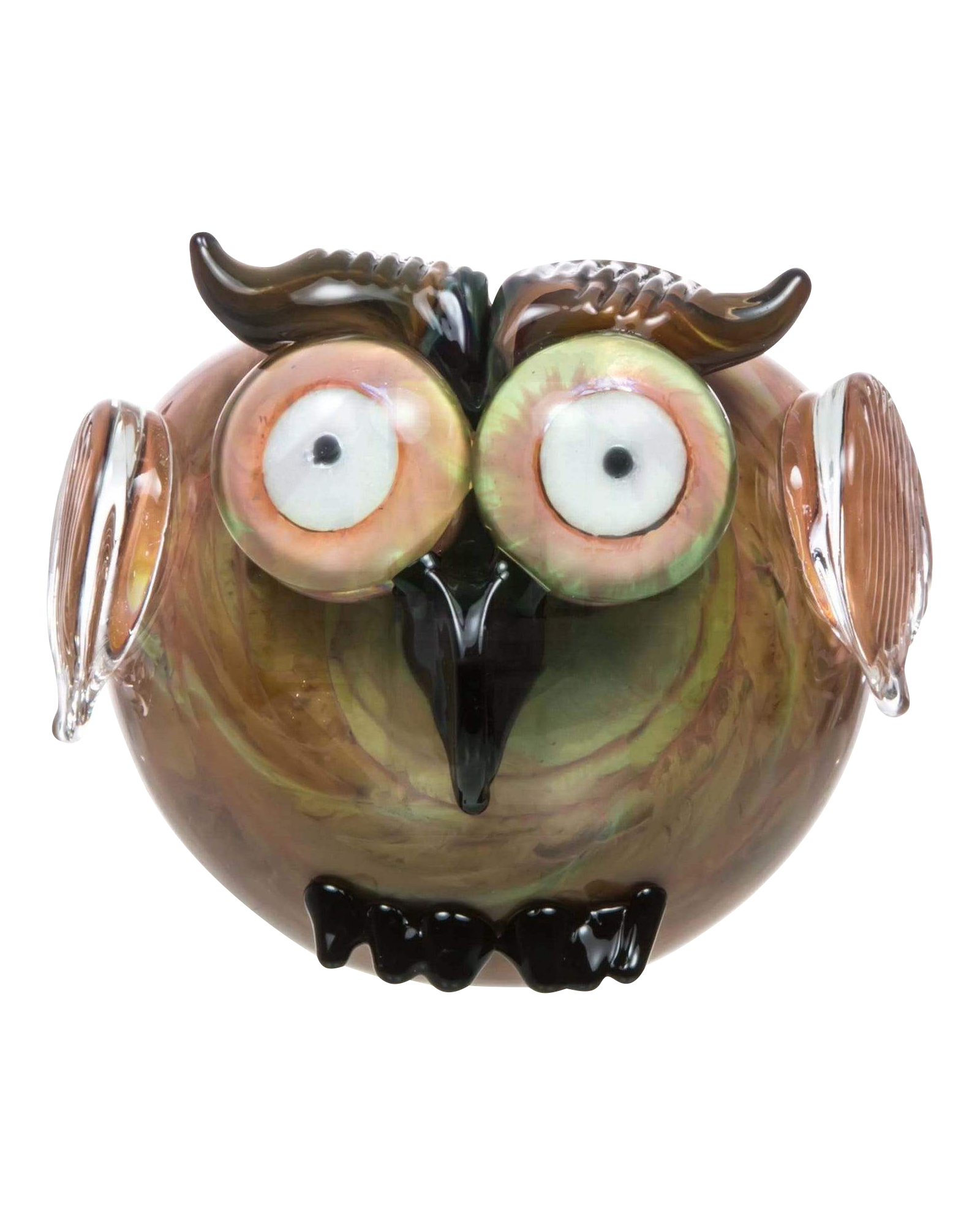 Front view of the Empire Glassworks "The Owl" Mini Glass Spoon Pipe, showcasing its detailed, sculpted design.