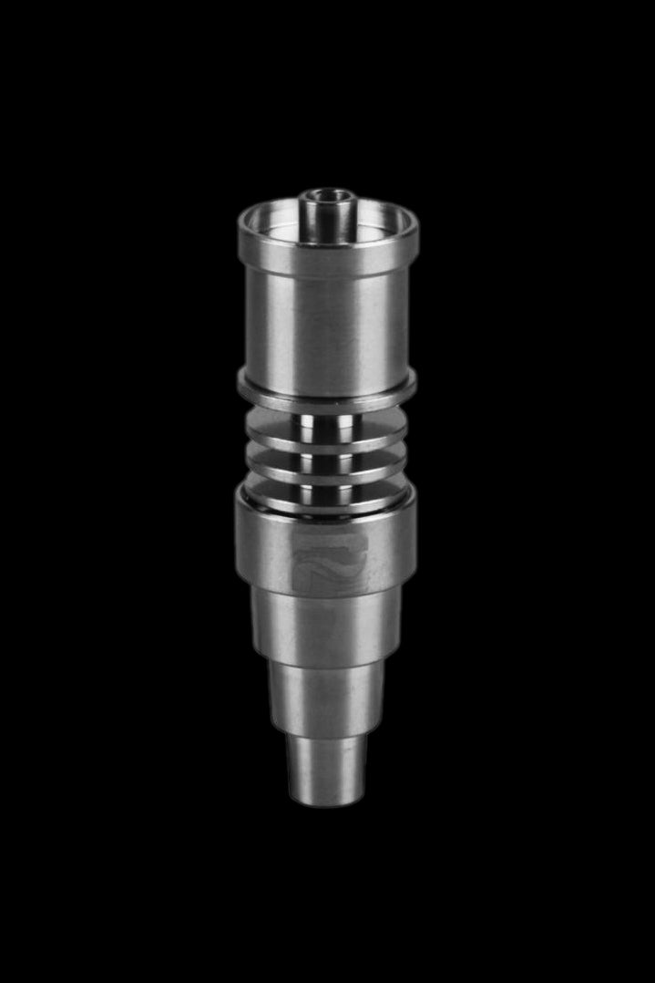 Silver titanium nail for dabbing cannabis concentrates.