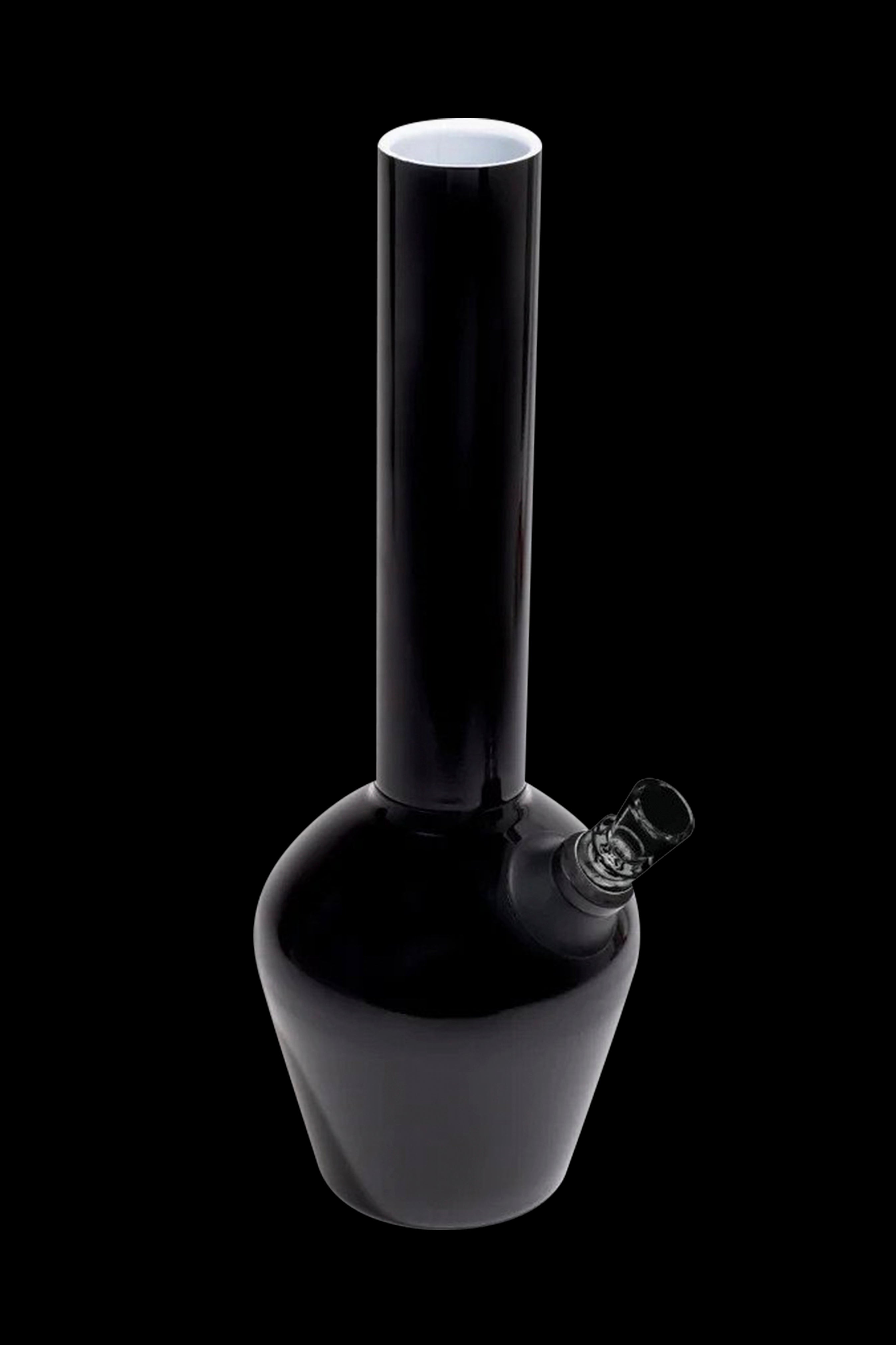 Black glass bong isolated on a black background.
